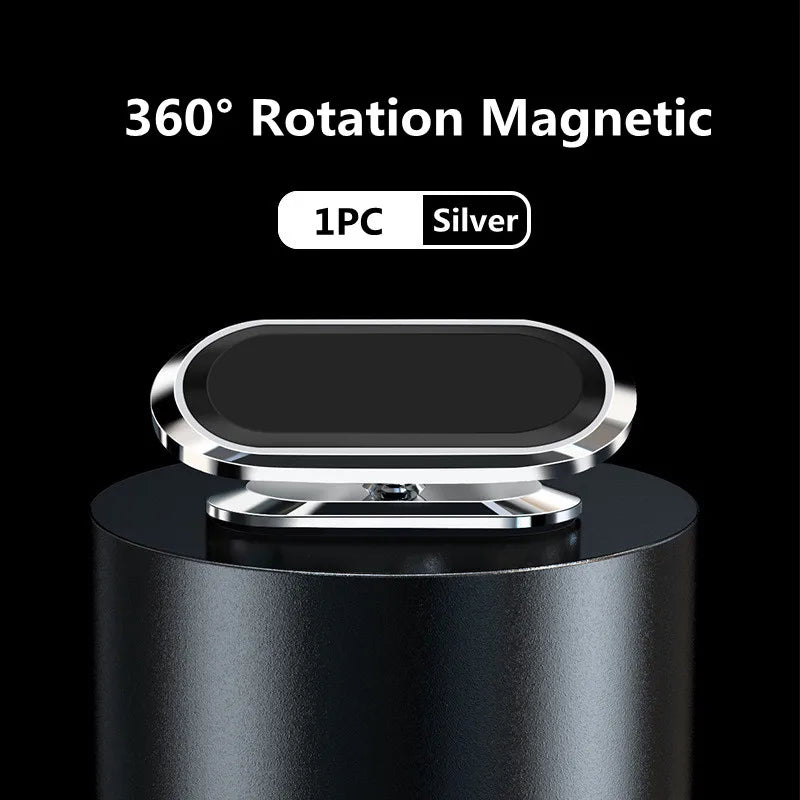 Silver 360° rotation magnetic car phone holder for iPhone and Huawei devices