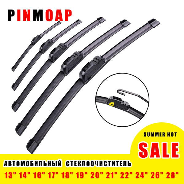 Set of black universal U-type wiper blades for various car models