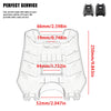 A clear plastic battery compartment cover with various dimensions shown for electric bikes.