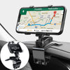 Soporte universal para teléfono de coche negro de 360° giratorio, fijado al tablero.