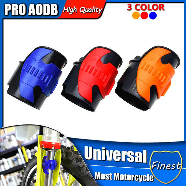 Three colored oil seal cleaning tools for universal motorcycle use shown in various angles