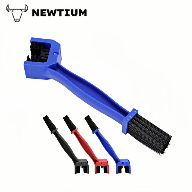 Kit de limpiador de cadena para motocicleta resistente azul con múltiples accesorios de cepillo.