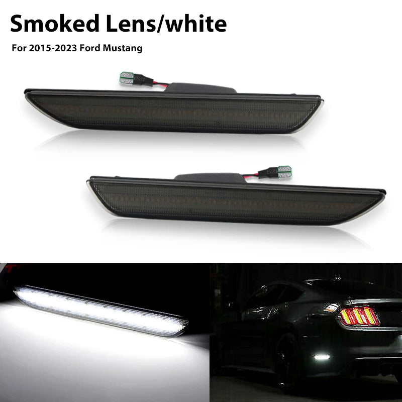 Schwarze geräucherte LED-Seitenmarkierungsleuchten für einen Ford Mustang (2015-2023)