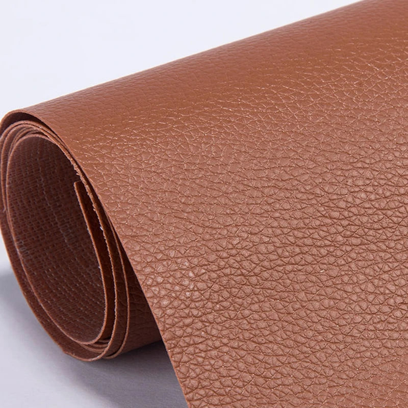 Rollo de material de cuero PU marrón para parches de reparación de sofás y bolsos