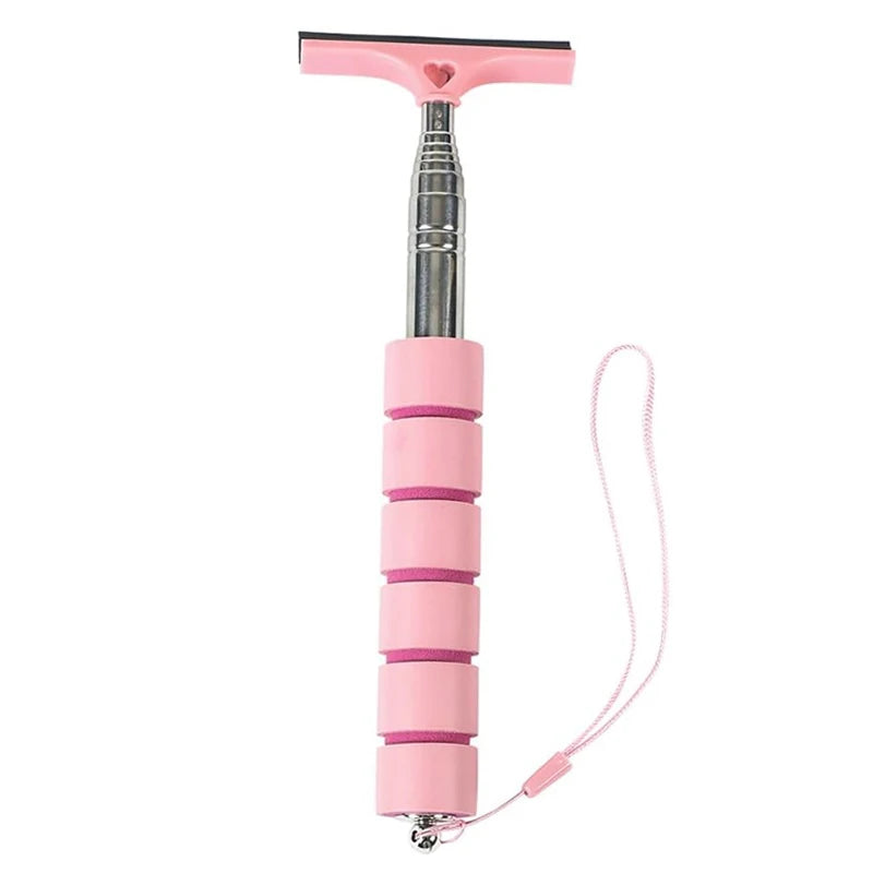 A pink universal car and glass cleaning tool set with a handle and cleaning string.