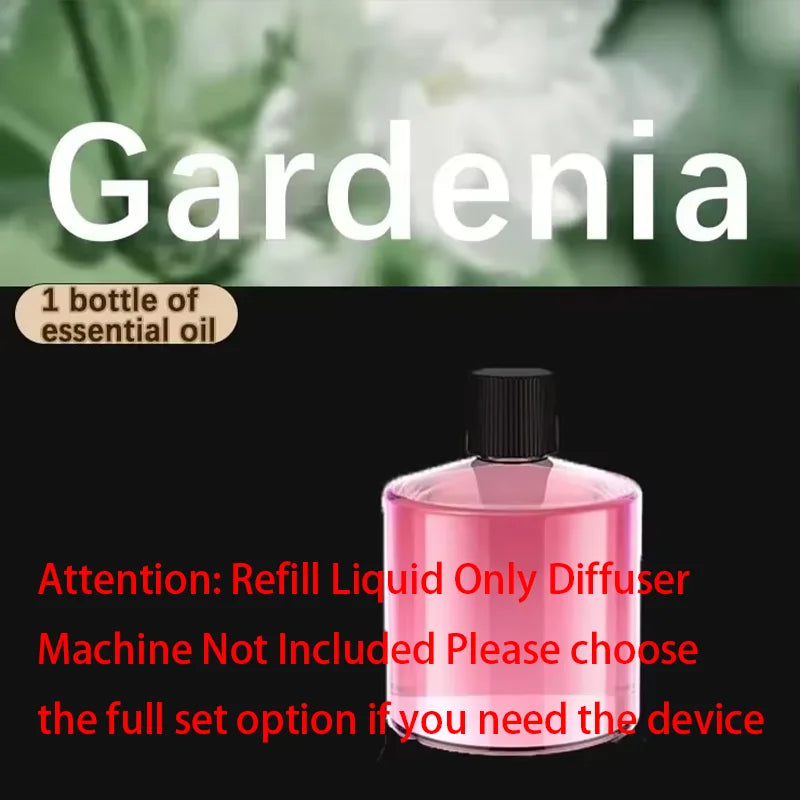 A pink bottle of Gardenia essential oil with a diffuser mechanism.