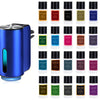 A collection of portable car air fresheners in various colors and scents displayed in glass tubes.