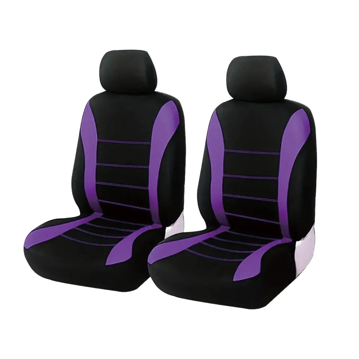 Black seat and cushion covers with purple accents shown from the back