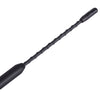 Black flexible antenna for a universal car radio.