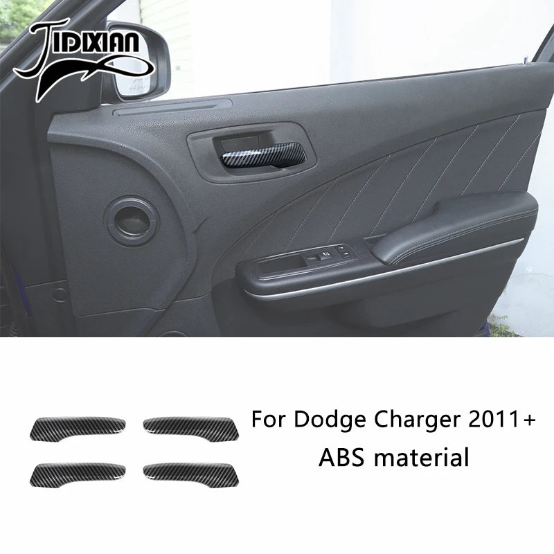 Carbon fiber interior trim pieces for Dodge Charger featuring ABS material.