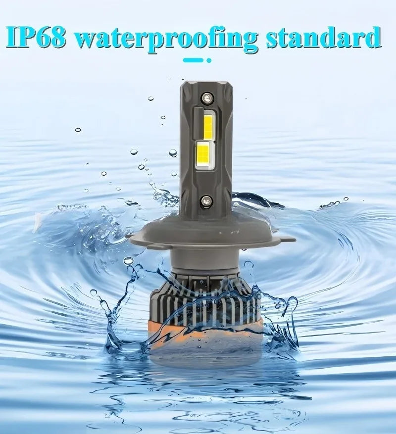 An IP68 waterproof LED spotlight is shown submerged in water, demonstrating its waterproofing standard.