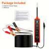 A package including an electric circuit tester, manual, and a black probe with a red and black handle.