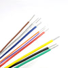 A collection of various insulated copper power cables with different colored sheaths and metal tips.