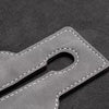 A close-up view of a gray universal car seat headrest hook designed for vehicle organization.