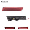 Red lens LED rear bumper reflector lights with sequential turn signal for Mitsubishi Lancer, Evolution X, and Outlander.