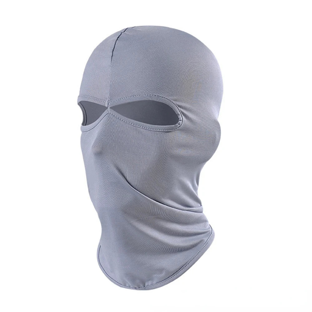 Masque tout-en-un gris pour le cyclisme et les sports, vu de face.