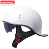 Casque de moto vintage blanc avec visière sombre et rembourrage noir