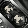 Dos portavasos para coche antideslizantes con un diseño de flor de gato blanco y negro adorable.