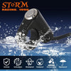 Black CNC aluminum headlight kill switch for Sur-Ron Light Bee and Segway X Series being tested in water.