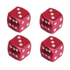 A set of four hexagonal aluminum alloy tire valve caps in a metallic red color.