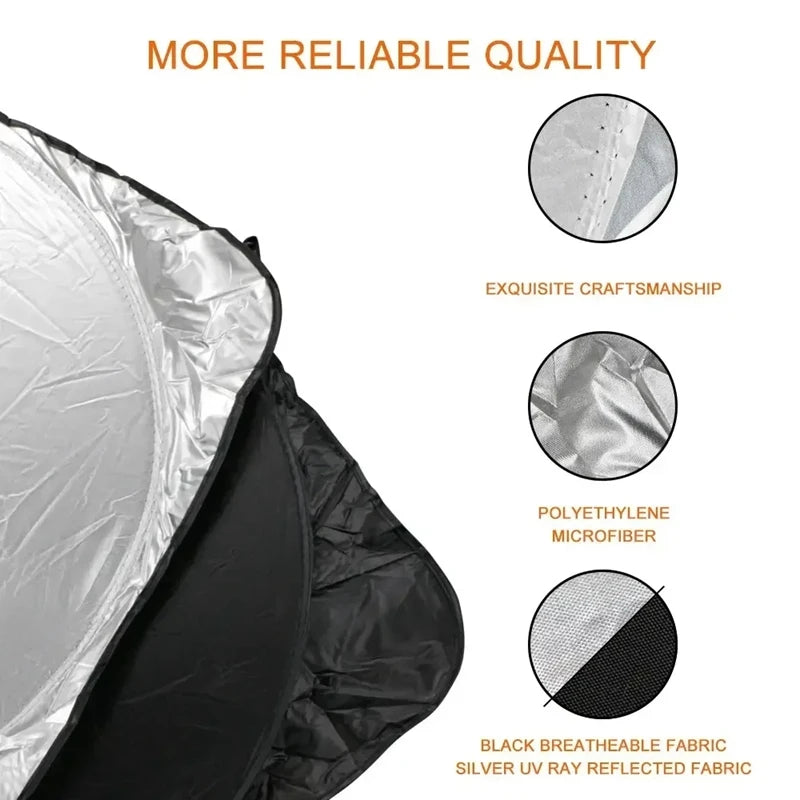 Silver UV ray reflected fabric black breathable fabric car windshield sun shade visor protector