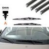 A set of 6mm wiper blade refill rubber strips and a mounting pin for automotive windshield wipers.