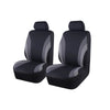 A pair of black universal breathable fabric car seat covers shown from the side.
