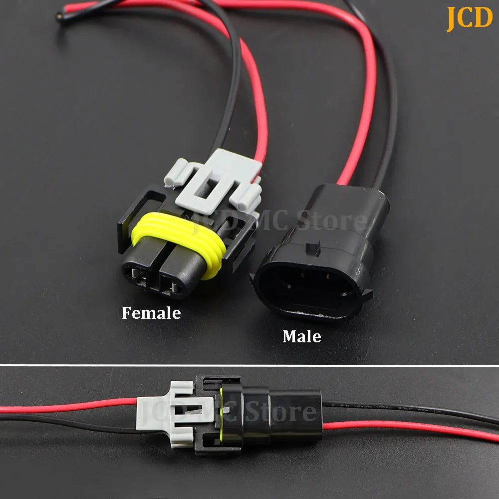 Wiring harness for HID/LED car adapter with male and female connectors