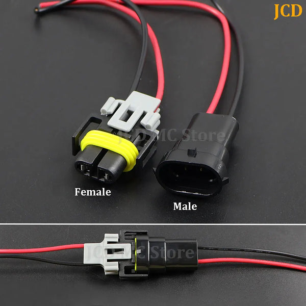 Wiring harness for HID/LED car adapter with male and female connectors