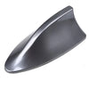 A sleek, gray shark fin decorative car antenna cover viewed from above.