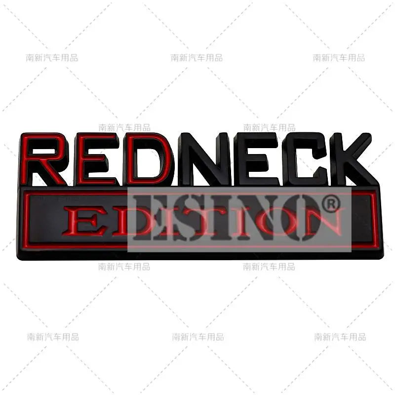 A black and red decal featuring the text REDNECK in a bold, block font.