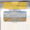 A yellow anti-glare car sun visor is shown with dimensions and a photograph of a road under a cloudy sky.