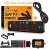 An RGB slim switch panel with various modes and a wireless extension cable and remote control.