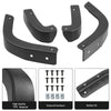 Set of black mud flaps for Chevrolet Silverado 1500, including various shapes and mounting hardware.