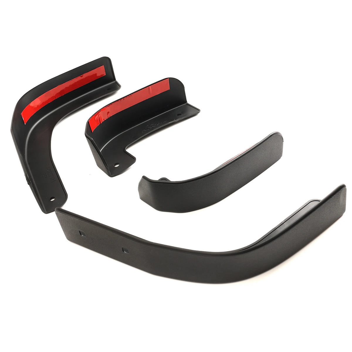 Black and red mud flaps for a Chevrolet Silverado 1500 truck.