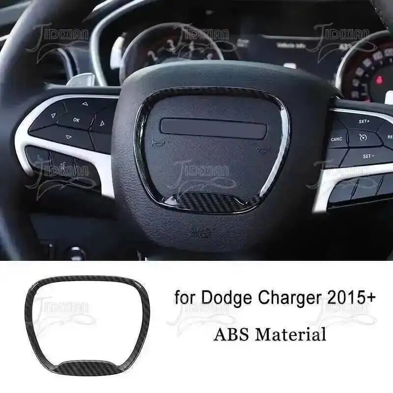 Carbon fiber steering wheel trim for Dodge Charger interior decoration kit