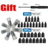 A set of tire puncture repair needles and repair plugs for automotive tires.