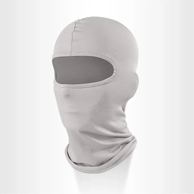 A light gray all-weather windproof balaclava face mask for motorcycling