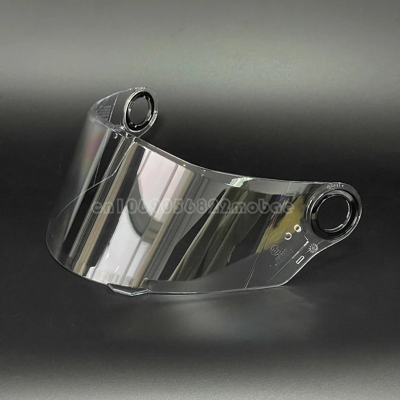 Visor de casco de motocicleta transparente con múltiples tintes y puntos de montaje.