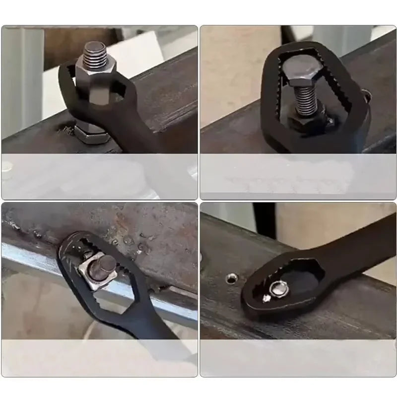 Primeros planos de varias partes de un juego de llaves Torx universales ajustables para apretar o aflojar sujetadores.