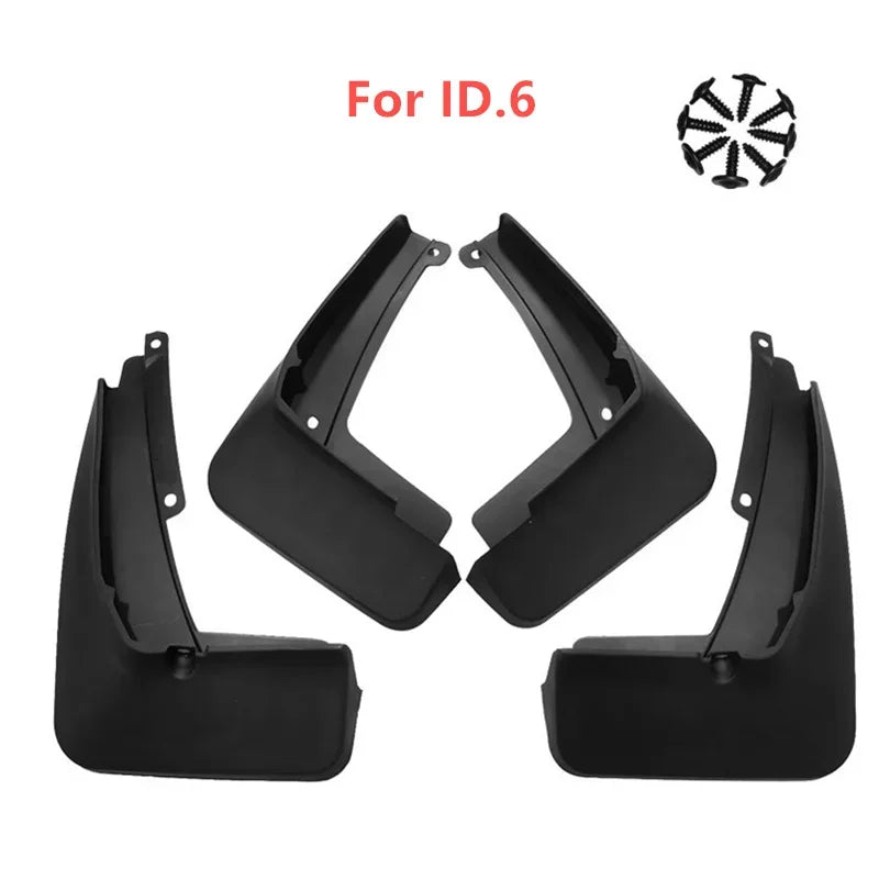 Set of black ABS mud flaps for VW ID.6 vehicle