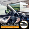A hand is adjusting a patented spindle design car sun visor extender in a vehicle interior.