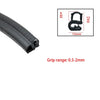 Black U-shaped door edge seal strips with grip range of 0.5 to 2 mm