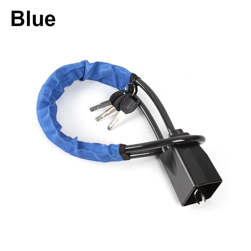 Blue anti-theft lock for car steering wheel and seatbelt