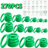A collection of 270 rubber O-rings and gaskets in various sizes and materials for automotive air conditioning systems.