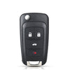 A black flip remote car key for Chevrolet, Opel, and Vauxhall models with two lock buttons.