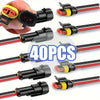 A collection of 40 durable black wire connectors with red and yellow insulation for automotive and marine use.