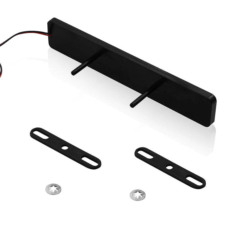 Black LED grille light mounting bracket and two small mounting plates for automotive use