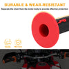 A close-up view of a red motorcycle handlebar grip designed for durable and wear-resistant protection.