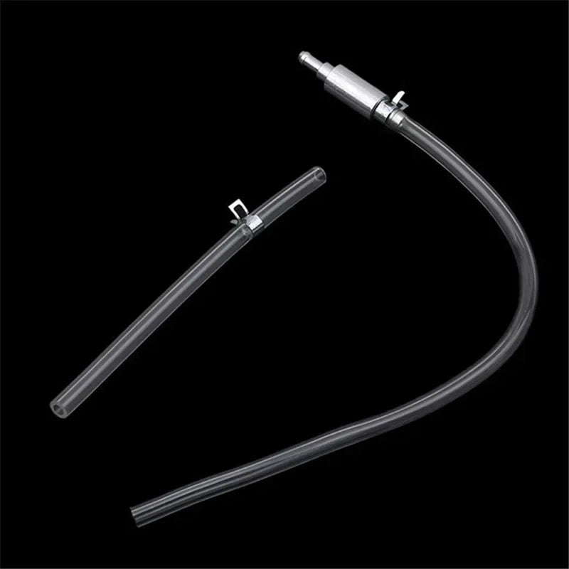A clear universal brake fluid bleeder hose kit with a flexible tube and fitting.